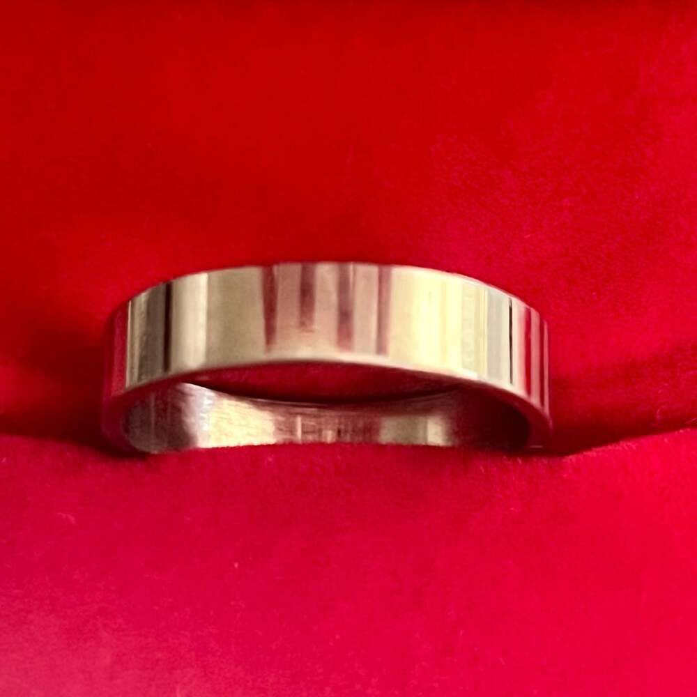 Titanium Steel Silver Plain Flat 4mm Band Ring Size 11